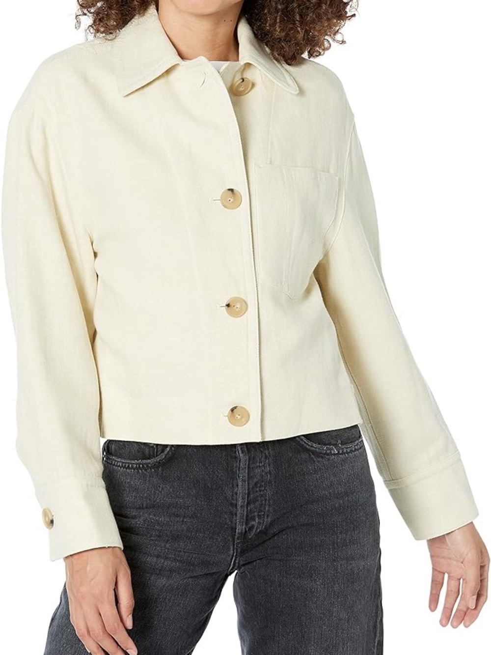 Vince Cropped Twill Jacket XXS Beige Linen Cotton Lightweight Spring Layer